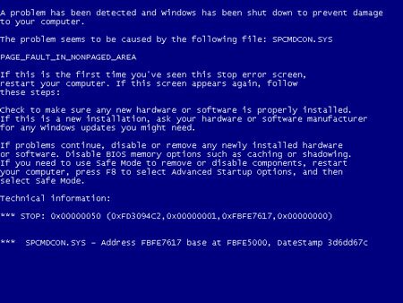 Синий экран смерти в виндовс XP